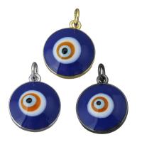 Brass Pendant, Flat Round, plated, evil eye pattern & enamel, more colors for choice, nickel, lead & cadmium free, 13.50x16x6mm, Hole:Approx 3.5mm, 10PCs/Lot, Sold By Lot