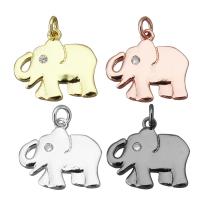 Brass Jewelry Pendants, Elephant, plated, micro pave cubic zirconia, more colors for choice, nickel, lead & cadmium free, 18x17x2mm, Hole:Approx 3mm, 10PCs/Lot, Sold By Lot