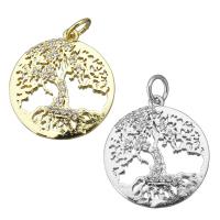 Cubic Zirconia Micro Pave Brass Pendant, Tree, plated, micro pave cubic zirconia, more colors for choice, nickel, lead & cadmium free, 18x20x2mm, Hole:Approx 3.5mm, 10PCs/Lot, Sold By Lot