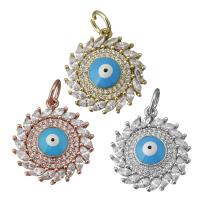 Brass Pendant plated evil eye pattern & micro pave cubic zirconia & enamel nickel lead & cadmium free Approx 5mm Sold By Lot