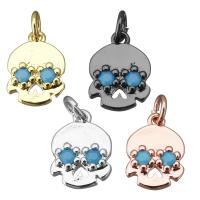 Brass Jewelry Pendants, Skull, plated, enamel, more colors for choice, nickel, lead & cadmium free, 9.50x13x2.50mm, Hole:Approx 3mm, 10PCs/Lot, Sold By Lot