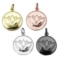 Brass Jewelry Pendants, Flat Round, plated, more colors for choice, nickel, lead & cadmium free, 15x18x3mm, Hole:Approx 3mm, 10PCs/Lot, Sold By Lot