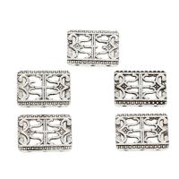 Tibetan Style Spacer Beads, Rectangle, antique silver color plated, 3-hole, nickel, lead & cadmium free, 12x17x3mm, Hole:Approx 1mm, 50PCs/Bag, Sold By Bag