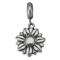 Stainless Steel European Pendants, Flower, vintage, original color, 28mm,15x18x3mm, Hole:Approx 5mm, 10PCs/Lot, Sold By Lot