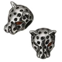 Esferas de aço inoxidável, Leopardo, Vintage, cor original, 11x14x10mm, Buraco:Aprox 4.5mm, 10PCs/Lot, vendido por Lot