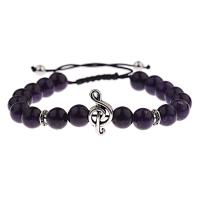 Amethyst Bracelet, with Nylon Cord & Tibetan Style, Music Note, Adjustable & Unisex, purple, 8mm, Length:6.5-9.8 Inch, Sold By PC