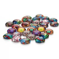 Sklo Kabošony, s Papír, Doba gem šperky & různé velikosti pro výběr & rovný hřbet, smíšené barvy, 30PC/Bag, Prodáno By Bag