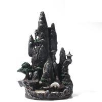 Backflow Incense Burner, Resin, half handmade, for home and office & durable, Jet, 180x130x270mm, Sold By PC