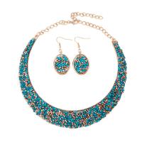 Tibetan Style Jewelry Sets, earring & necklace, plated, fashion jewelry & for woman & with rhinestone, more colors for choice, Length:Approx 19.6 Inch, Sold By Set