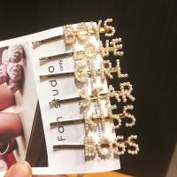 Haarschieber, Zinklegierung, mit Kunststoff Perlen, goldfarben plattiert, verschiedene Stile für Wahl & für Frau, frei von Nickel, Blei & Kadmium, 89mm,6.5mm, verkauft von PC