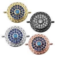 Brass Jewelry Connector Flat Round plated micro pave cubic zirconia & 1/1 loop nickel lead & cadmium free Approx 1.5mm Sold By Lot
