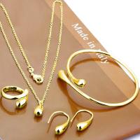 Zinc Alloy Jewelry Sets Stud Earring & bangle & finger ring & necklace plated 4 pieces & adjustable & for woman nickel lead & cadmium free Inner Approx 65mm US Ring Length Approx 18.11 Inch Sold By Set
