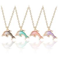 Zinc Alloy Jewelry Necklace with 5cm extender chain Dolphin gold color plated oval chain & for woman & enamel nickel lead & cadmium free Sold Per Approx 17.72 Inch Strand