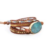 Zinc Alloy Bracelet with Natural Stone & leather cord plated Unisex nickel lead & cadmium free Sold Per Approx 7.5 Inch Strand