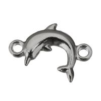 Stainless Steel Connector, Dolphin, vintage & 1/1 loop, original color, 22.50x16x3.50mm, Hole:Approx 2.5mm, Approx 50PCs/Lot, Sold By Lot