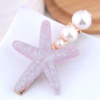 Alligator Hair Clip, Tibetan Style, with Resin & Plastic Pearl, Starfish, gold color plated, for woman, more colors for choice, nickel, lead & cadmium free, 60*36mm, Sold By PC