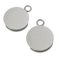 Stainless Steel Pendant Setting, Flat Round, original color, 10x13x2mm, Hole:Approx 2mm, 10PCs/Lot, Sold By Lot