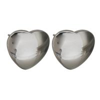 Stainless Steel Stud Earrings, Heart, without earnut & for woman, original color, 13x11.5x14.5mm,0.5mm, 10Pairs/Lot, Sold By Lot