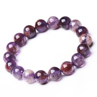 Purple Phantom Quartz Bracelet Gemstone Bracelets purple Unisex Round Sold per Approx 5.5-6.3 Inch  Strand