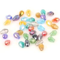 Fashion Glass Beads, colorful plated, faceted, more colors for choice, 4x6mm, Hole:Approx 1mm, Approx 70PCs/Bag, Sold By Bag