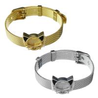 Stainless Steel Jewelry Bracelet with Brass plated Unisex & mesh chain 10mm Length Approx 8.5 Inch Sold By Lot