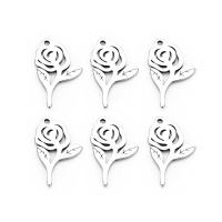 Stainless Steel Flower Pendant, Rose, 9X15mm, 20PC/Bag, Sold By Bag