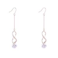 Brass Drop Earring with Cubic Zirconia plated for woman nickel lead & cadmium free 77*12mm Sold By Pair