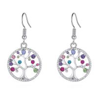 Brass Drop Earring, platinum plated, for woman & with rhinestone, nickel, lead & cadmium free, 41*20mm, Sold By Pair