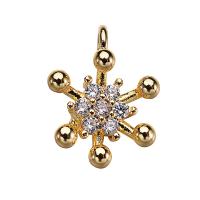 Cubic Zirconia Micro Pave Brass Pendant, with Cubic Zirconia, Flower, real gold plated, micro pave cubic zirconia, nickel, lead & cadmium free, 8.6*12mm, Hole:Approx 4.6mm, 10PCs/Lot, Sold By Lot