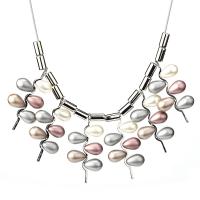 Collar de Aleación de Zinc, con Perlas plásticas, con 5cm extender cadena, chapado en color de plata, para mujer, libre de níquel, plomo & cadmio, 70mm, Vendido para 16.9 Inch Sarta