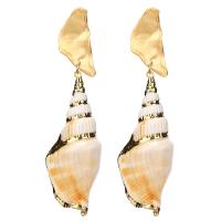 Zinc Alloy Drop Earrings with Shell stainless steel post pin plated for woman nickel lead & cadmium free 90mm Sold By Pair