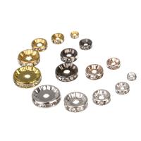 Iron Spacer Bead Donut plated & with rhinestone nickel lead & cadmium free Approx Sold By Bag