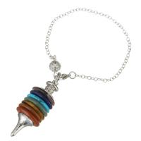 Natural Stone Pendulum with Brass plated Unisex multi-colored Sold Per Approx 7.2 Inch Strand