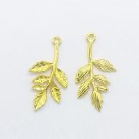 Tibetan Style Leaf Pendants, gold color plated, nickel, lead & cadmium free, 30x14x2mm, Hole:Approx 1mm, 100PCs/Bag, Sold By Bag