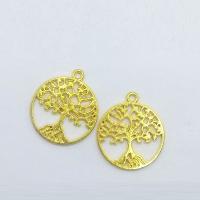 Tibetan Style Hollow Pendants, Tree, gold color plated, nickel, lead & cadmium free, 29x25x1.50mm, Hole:Approx 1mm, 100PCs/Bag, Sold By Bag