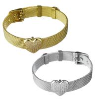 Stainless Steel Jewelry Bracelet with Brass Heart plated mesh chain & micro pave cubic zirconia & for woman 10mm Length Approx 8.5 Inch Sold By Lot