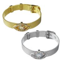 Stainless Steel Jewelry Bracelet with Brass Eye plated mesh chain & micro pave cubic zirconia & for woman 10mm Length Approx 8.5 Inch Sold By Lot