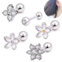 Stainless Steel Ear Piercing Jewelry, Unisex & different styles for choice & with cubic zirconia, 5PC/Bag, Sold By Bag