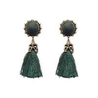 Tibetan Style Tassel Earring, with Cotton Thread, plated, fashion jewelry & for woman, more colors for choice, nickel, lead & cadmium free, 55mm, Sold By Pair