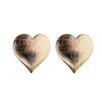 Brass Earring Stud Component Heart real gold plated DIY & with loop nickel lead & cadmium free 18.61*18.9mm Sold By Lot