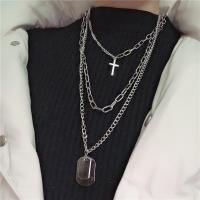 Zinc Alloy Necklace Cross silver color plated vintage & three pieces & for man silver color nickel lead & cadmium free 450mm 600mm 700mm Sold By Set