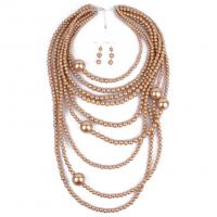 Műanyag Pearl Jewelry Set, fülbevaló & nyaklánc, -val 80mm extender lánc, divat ékszerek & a nő, több színt a választás, Naponta eladott Kb 16.9 inch Strand