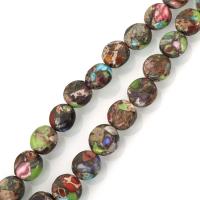 Impression Jasper Beads, Flat Round, multi-colored, nickel, lead & cadmium free, 10mm, Hole:Approx 1.5mm, Approx 40PCs/Strand, Sold Per Approx 16 Inch Strand