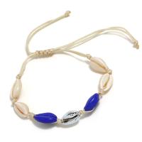 bracelet de woven ball de coquille , avec corde en nylon, fait à la main, réglable & pour femme, plus de couleurs à choisir, 340mm, Longueur:Environ 13.4 pouce, 2Strandstoron/lot, Vendu par lot