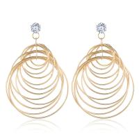 Zinc Alloy Drop Earrings with Cubic Zirconia plated for woman nickel lead & cadmium free 75*55mm Sold By Lot