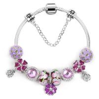 Zinc Alloy European Bracelet with Acrylic plated & for woman & with rhinestone purple pink nickel lead & cadmium free Sold By Strand