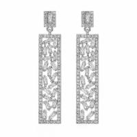 Cubic Zirconia Micro Pave Brass Earring, platinum plated, micro pave cubic zirconia & for woman, nickel, lead & cadmium free, 41*8mm, Sold By Pair