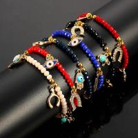 Tibetan Style Bracelet, with Acrylic, plated, evil eye pattern & for woman & with rhinestone, more colors for choice, nickel, lead & cadmium free, Sold Per 7.5 Inch Strand