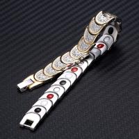 Edelstahl Schmuck Armband, mit Magnet, goldfarben plattiert, Strahlenschutz & für den Menschen, 12mm, verkauft per ca. 7.8 ZollInch Strang