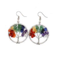 Natural Stone Drop Earring with Zinc Alloy fashion jewelry & for woman 30mm Sold By Pair